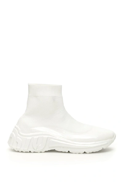 Shop Miu Miu Run Sock Sneakers In White