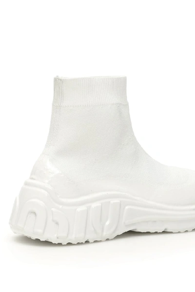 Shop Miu Miu Run Sock Sneakers In White
