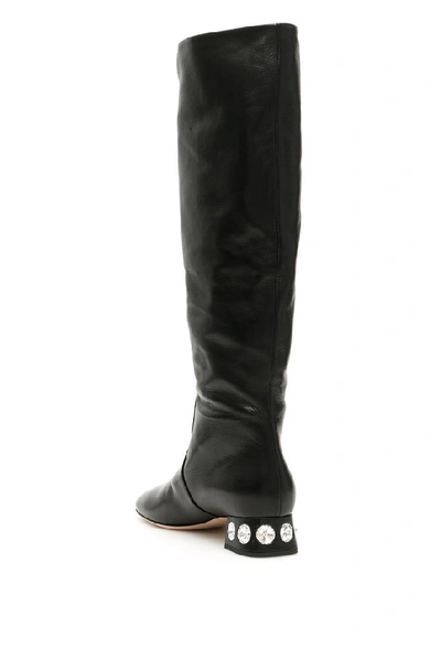 Shop Miu Miu Crystal Embellished Long Boots In Black
