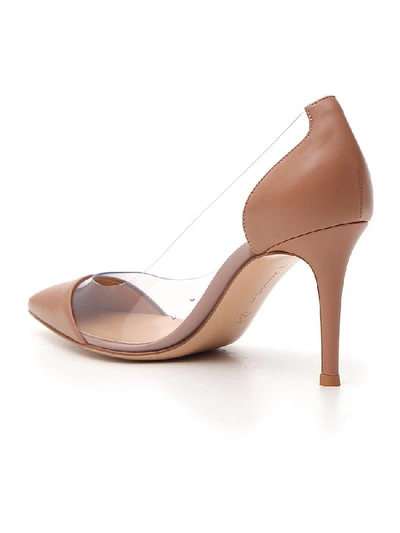 Shop Gianvito Rossi Transparent Panel Pointed Toe Pumps In Beige