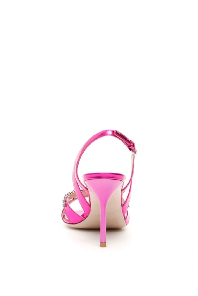 Shop Miu Miu Crystal Embellished Strap Sandals In Pink