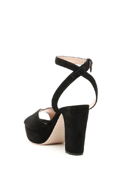 Shop Miu Miu Suede Platform Sandals In Black