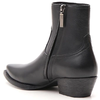Shop Saint Laurent Stitch Detail Ankle Boots In Black