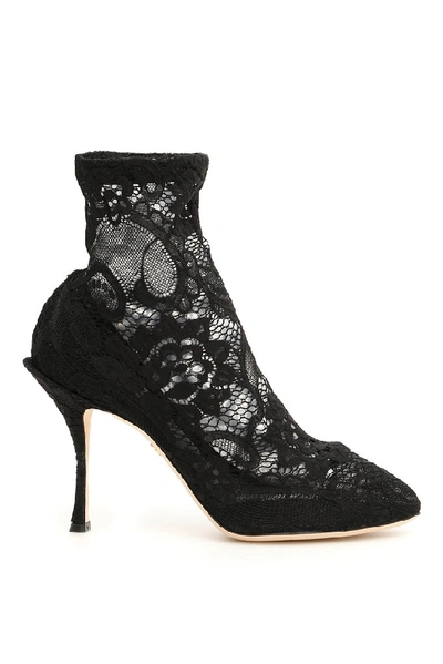 Shop Dolce & Gabbana Coco Lace Boots In Black