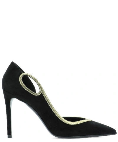 Shop Balmain Contrast Trimmed Stiletto Pumps In Black