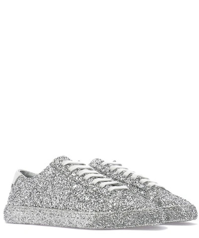 Shop Saint Laurent Andy Glittered Sneakers In Silver