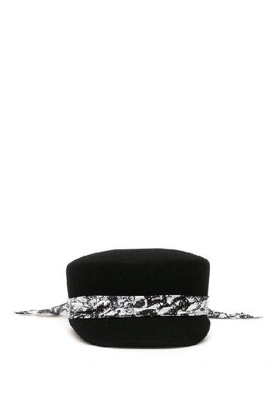 Shop Maison Michel New Abby Sailar Bow Cap In Black