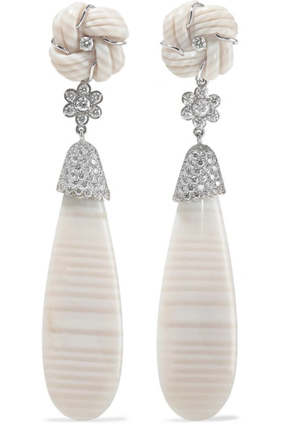 Shop Guita M 18-karat White Gold, Chalcedony And Diamond Earrings