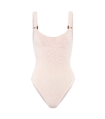 Shop Hunza G Domino Swimsuit In Beige