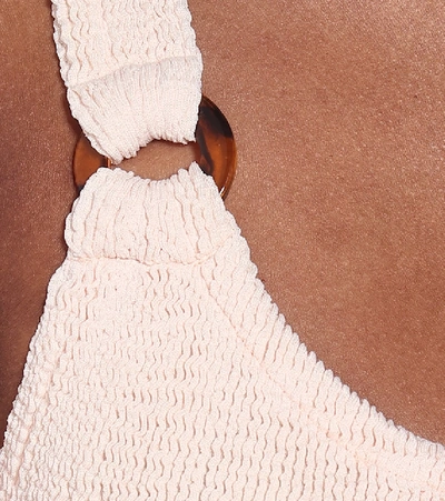 Hunza G Domino Scoop-neck Crinkle-knit Swimsuit In Beige