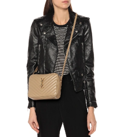 Shop Saint Laurent Lou Camera Leather Crossbody Bag In Beige