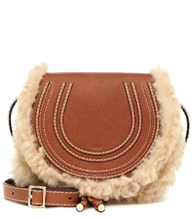 Shop Chloé Marcie Mini Leather Shoulder Bag In Brown