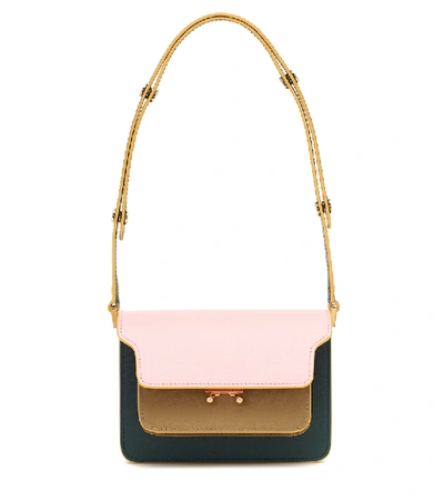 Shop Marni Trunk Micro Leather Shoulder Bag In Pink