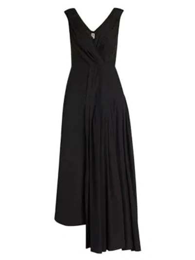 Shop Marni Gathered Poplin Midi Dress In Black