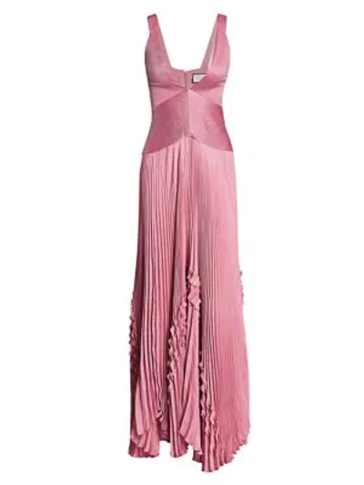 Shop Alexis Bellona Pleated Fit & Flare Gown In Violet