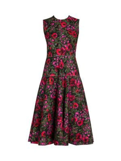 Shop Marni Rose Camoflauge Fit-&-flare Dress In Starlight Pink