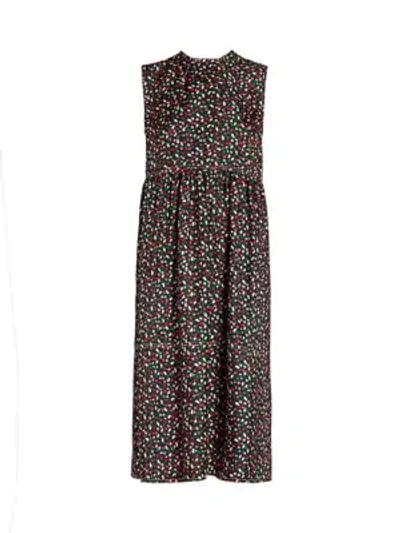 Shop Marni Ditsy Floral Print Silk Midi Dress In Black