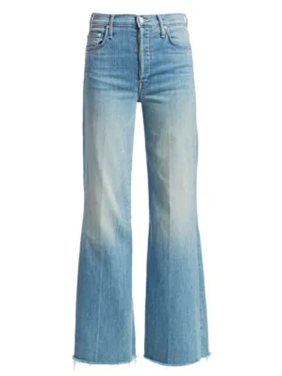 Shop Mother The Tomcat Roller High-rise Wide-leg Fray Hem Jeans In Power Trip