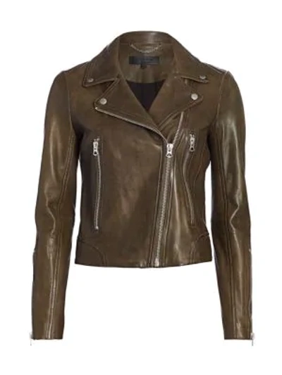 Shop Rag & Bone Mack Lamb Leather Moto Jacket In Olive