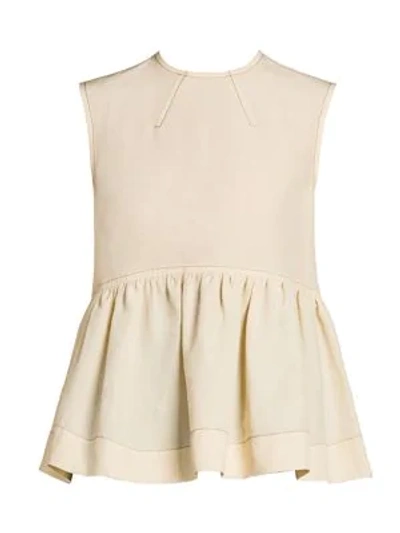 Shop Marni Ramie Sleeveless Peplum Top In Ivory