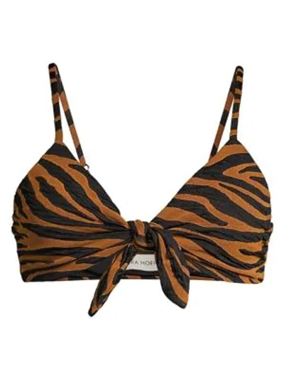 Shop Mara Hoffman Carla Zebra Print Bikini Top In Brown Clay