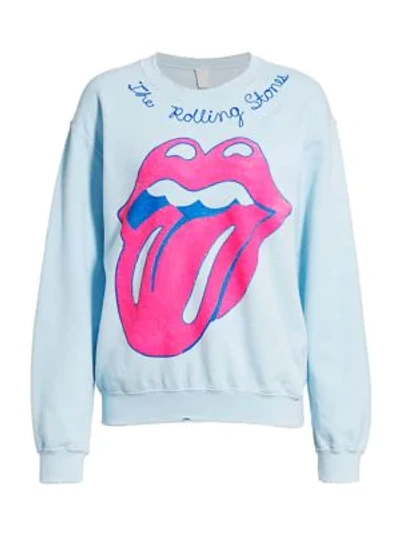 Shop Madeworn The Rolling Stones Chain Graphic Sweatshirt In Blue Haze