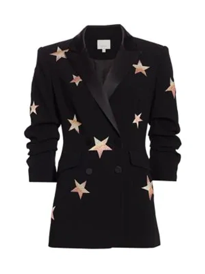 Shop Cinq À Sept Lila Star Embroidered Blazer In Black Multi