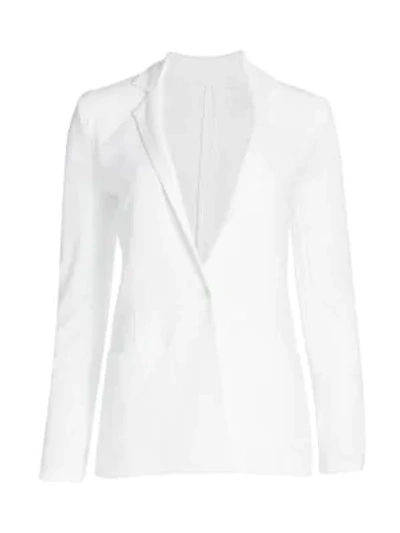 Shop Majestic Single Button Boyfriend Blazer In White