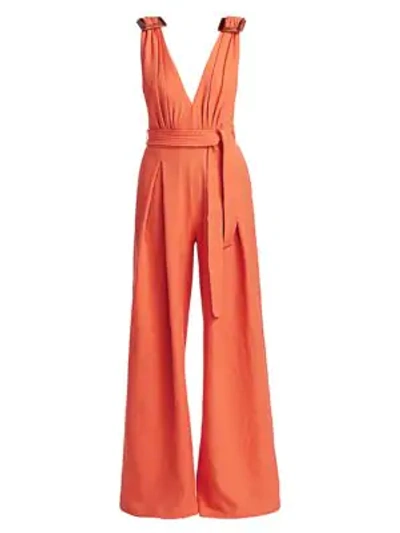 Shop Patbo Buckled V-neck Jumpsuit In Hot Orange
