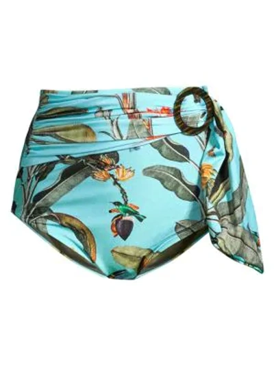 Shop Patbo Tropical Belted Bikini Bottom In Cerulean
