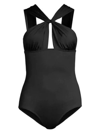 Shop Vilebrequin Farce Keyhole Halter One-piece Swimsuit In Black