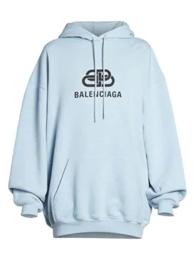Balenciaga Bb Logo Hooded Sweatshirt Baby Blue | ModeSens