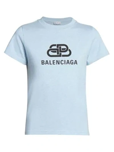 Shop Balenciaga Bb Cotton T-shirt In Blue