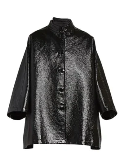 Shop Balenciaga Coated Opera Coat In Black