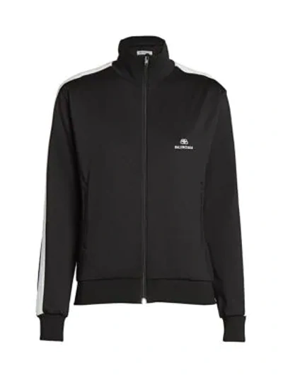 Shop Balenciaga Zip-up Track Jacket In Black