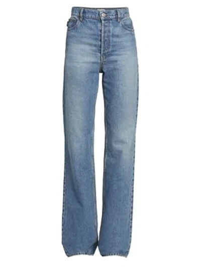 Shop Balenciaga High-waist Straight Leg Jeans In Indigo