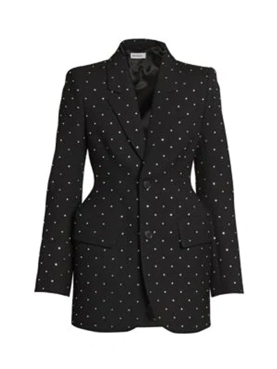 Shop Balenciaga Embellished Hour-glass Wool Jacket In Noir