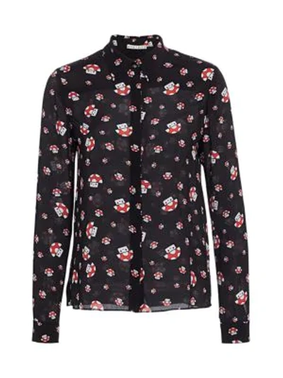 Shop Alice And Olivia Friends With You X Alice + Olivia Willa Mushroom Print Shirt In Mushrooms