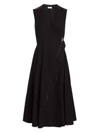 Shop Rosetta Getty Belted Wrap Midi Dress In Black