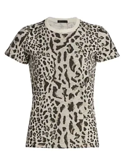 Shop Atm Anthony Thomas Melillo Mixed Leopard-print Tee In Silver Pave