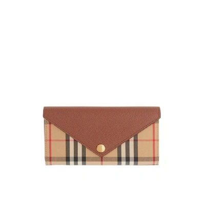 Shop Burberry Vintage Check And Leather Continental Wallet