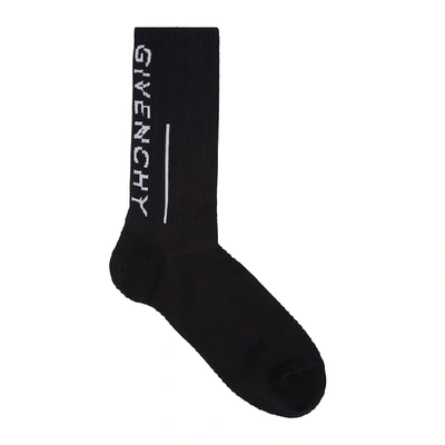 Shop Givenchy Black Logo Cotton-blend Socks