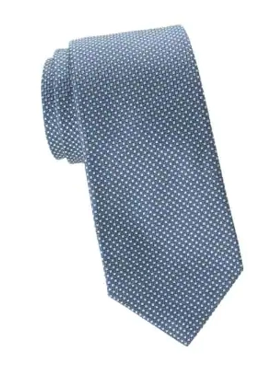 Shop Isaia Men's Micro Square Dot Silk Tie In Blue