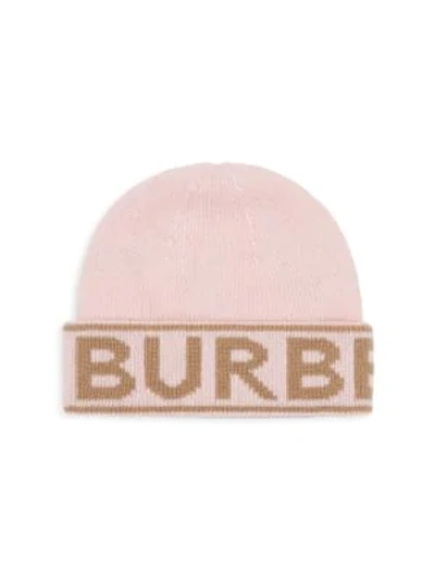Shop Burberry Women's Logo Intarsia Cashmere Beanie In Candy Pink