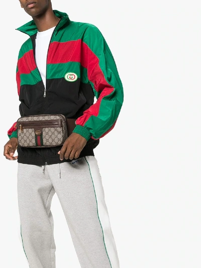 Shop Gucci Brown Ophidia Gg Belt Bag In Neutrals