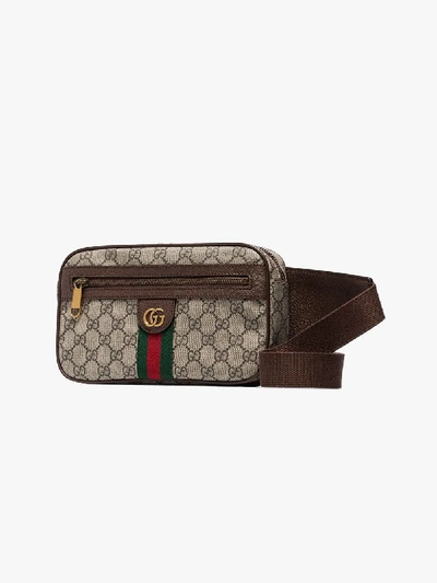 Shop Gucci Brown Ophidia Gg Belt Bag In Neutrals