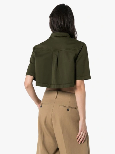 Shop Balmain Military-look Cropped Shirt In Green
