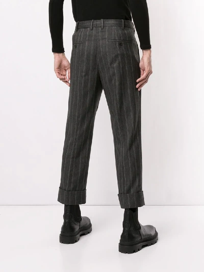 Shop Neil Barrett Pinstripe Turn-up Trousers In Grey