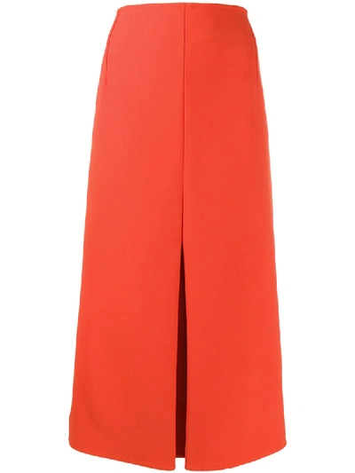 Shop Victoria Beckham Box Pleat Skirt In Orange