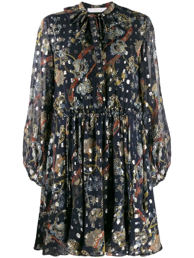 Shop Chloé Floral-print Dress In Blue